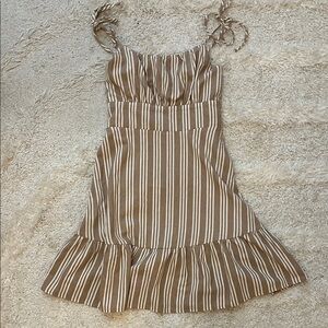 Kohl's Brown and White Striped Dress